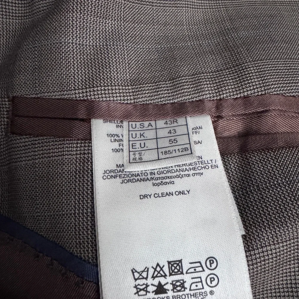 Brooks Brothers 346 Blazer Mens 43R Brown Glen Plaid Wool Madison Fit Sport Coat